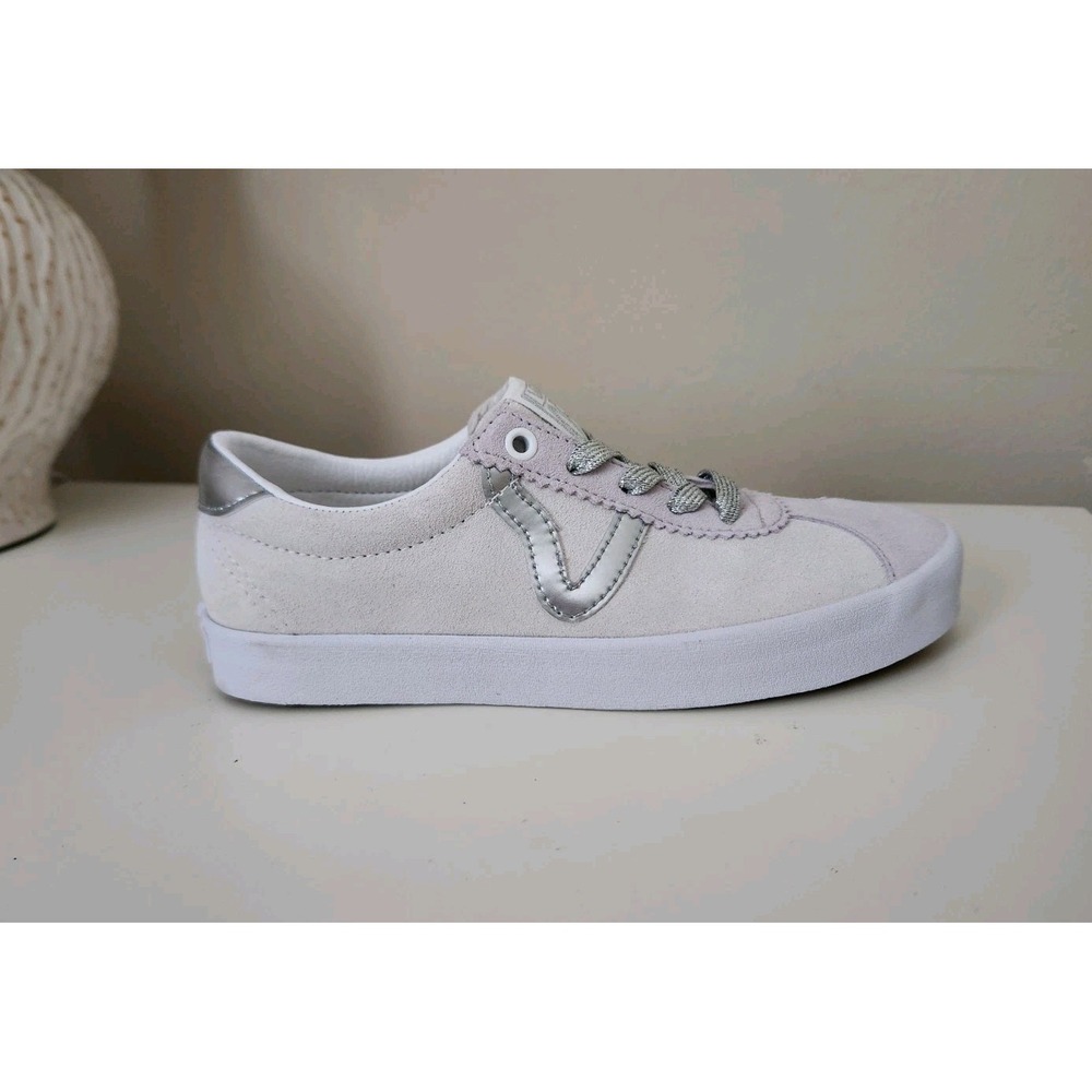 Vans Metallic Sport Low‎ Sneaker High Shine Gray Leather Women 6.5 Men 5